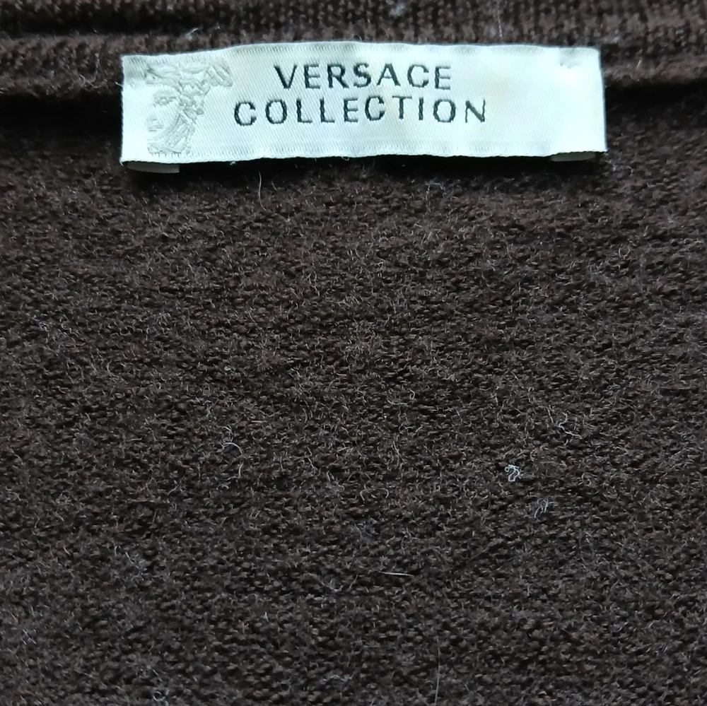 Versace Women's Size XL Elegant Chocolate Brown Color Wool V-Neck Sweater